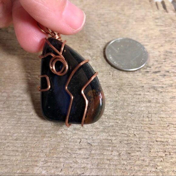 Black Chalcedony Agate Necklace Pendant - Picture 5 of 5